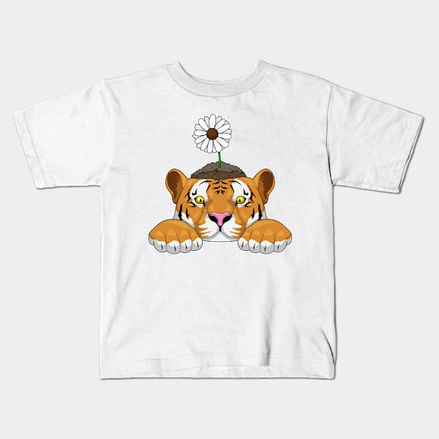 Tiger Daisy Flower Kids T-Shirt by Markus Schnabel